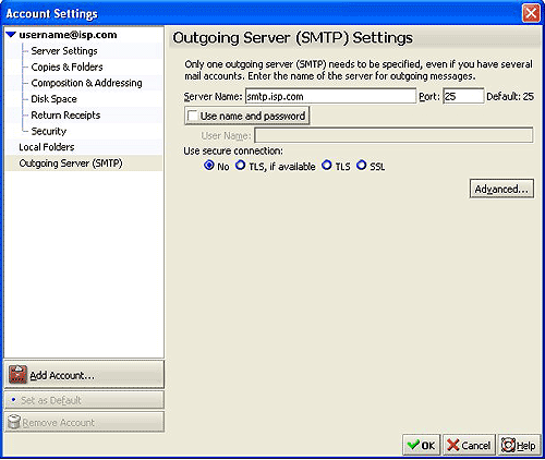 Firefox outgoing settings